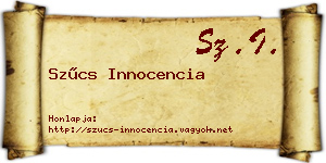 Szűcs Innocencia névjegykártya